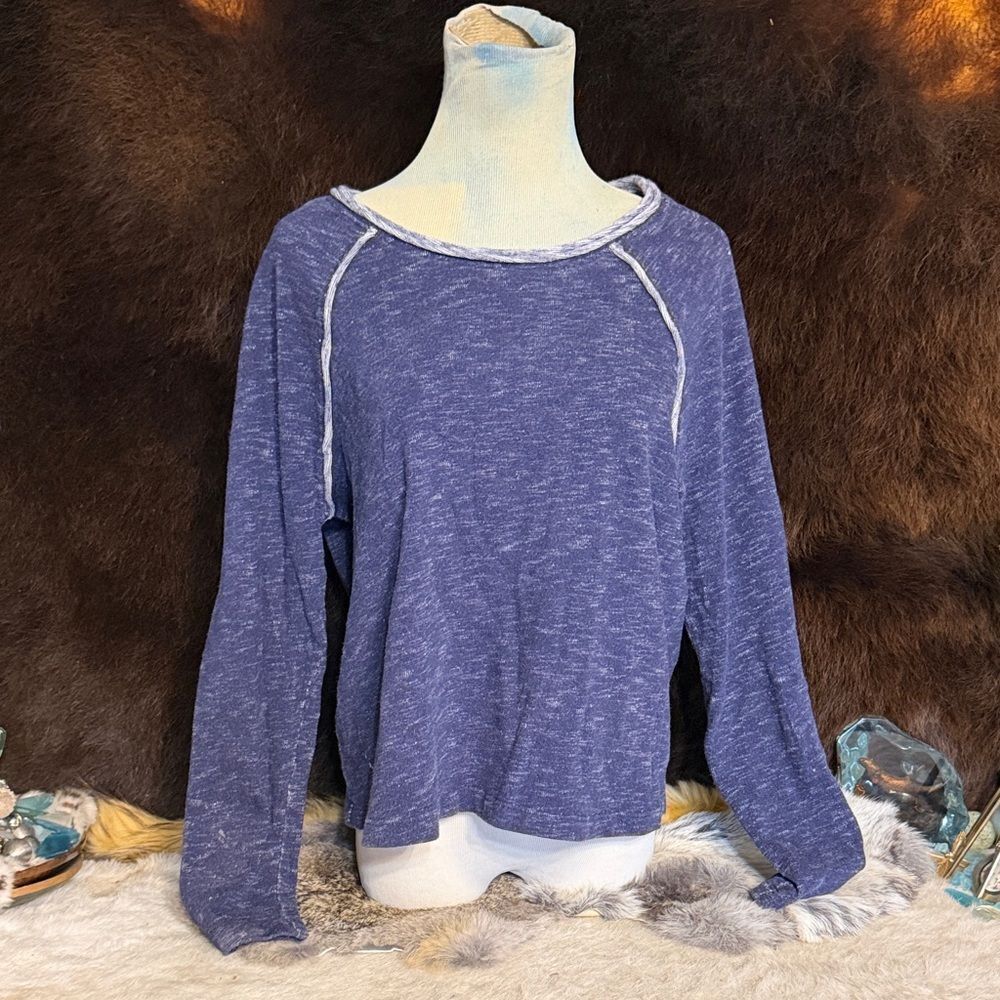 Eileen Fisher Heathered Blue Long Sleeve Top S (6002)